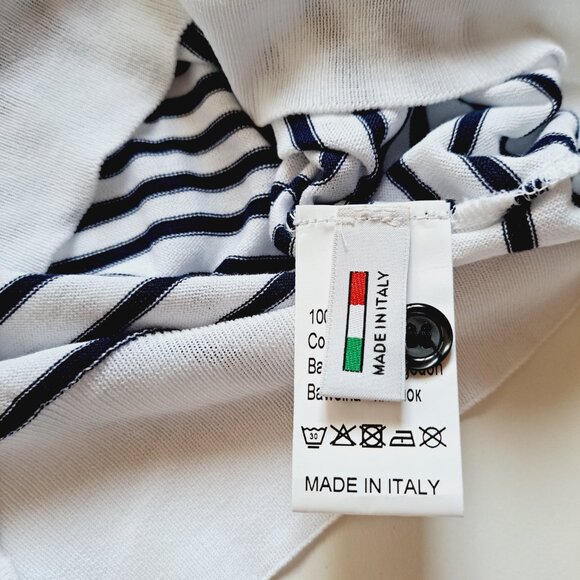 NEW Impulso Italian 100% Cotton Striped Blue Polo Shirt Size S - Picture 13 of 14